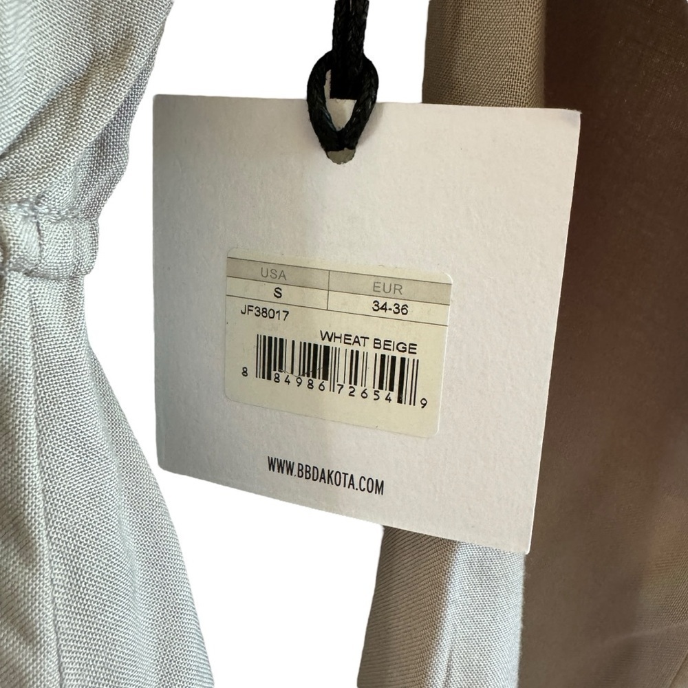 NWT BB Dakota Jack Leni Rayon and Lace Trim Dress, Wheat Beige, Size S - Picture 8 of 11